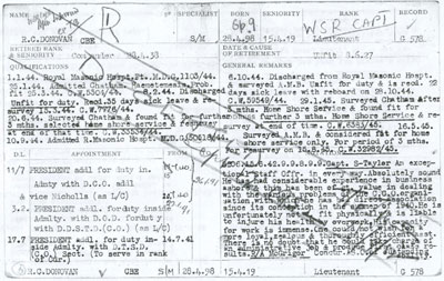 Rickard Donovan, Service Record