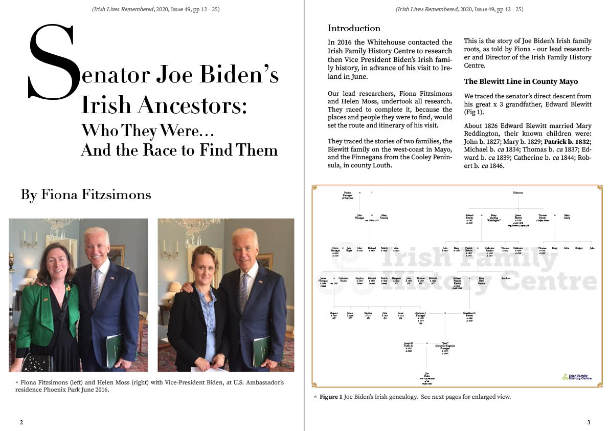 Fiona Fitzsimon's article on Joe Biden's Irish Roots