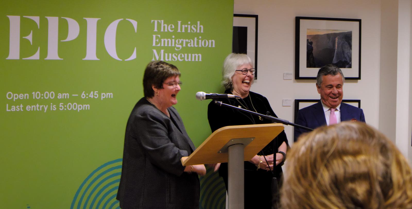 Trinity Professor Jane Ohlmeyer being introduced 