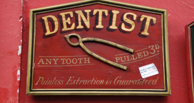 travelling dentist on fair-day in 1940s Ireland