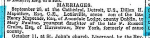 The Freeman’s Journal the marriage of Mary Pauline Russell Cruise to Dillon Henry Mapother