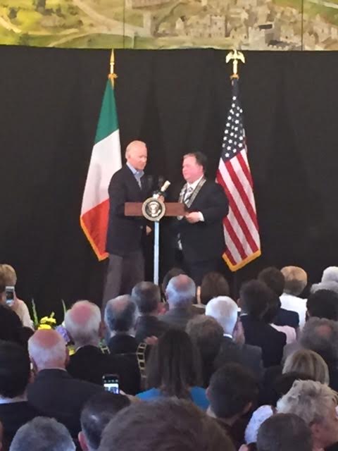 Biden receiving the freedom of Louth 