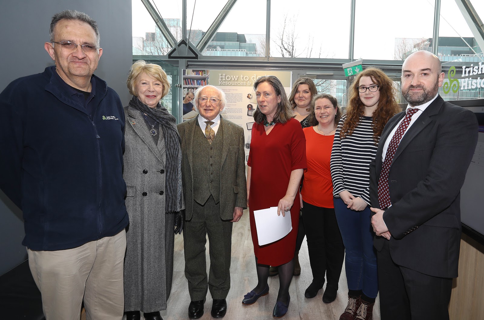 Gerard Leen, Sabina Higgins, Michael D. Higgins, Fiona Fitzsimmons, Caitlin Bain, Fiona O’Mahony, Claire Murray, Sean McKenna