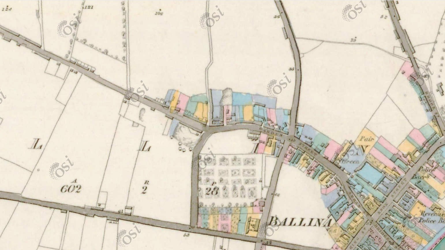 Ordnance Survey 6 inch to Mile map, Garden Street 1837