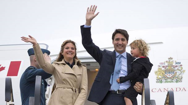 Canadian Prime Minister Justin Trudeau and family arriving in Ireland