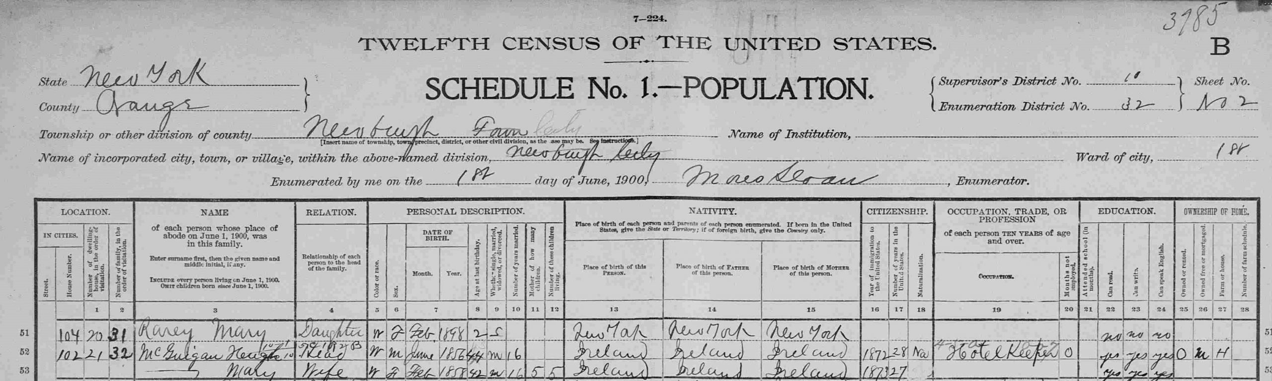 Census population schedule