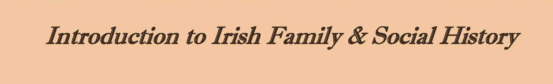Introduction to Irish Family and Social History
