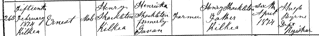 Ernest’s birth civil registration entry