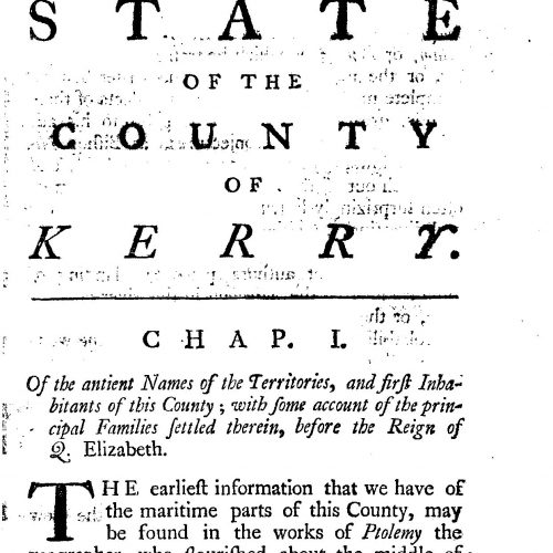 title page for "The Antient and Present State of the County of Kerry" in eighteenth-century type
