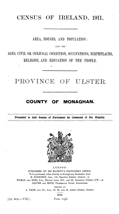Census Reports: County Monaghan 1911
